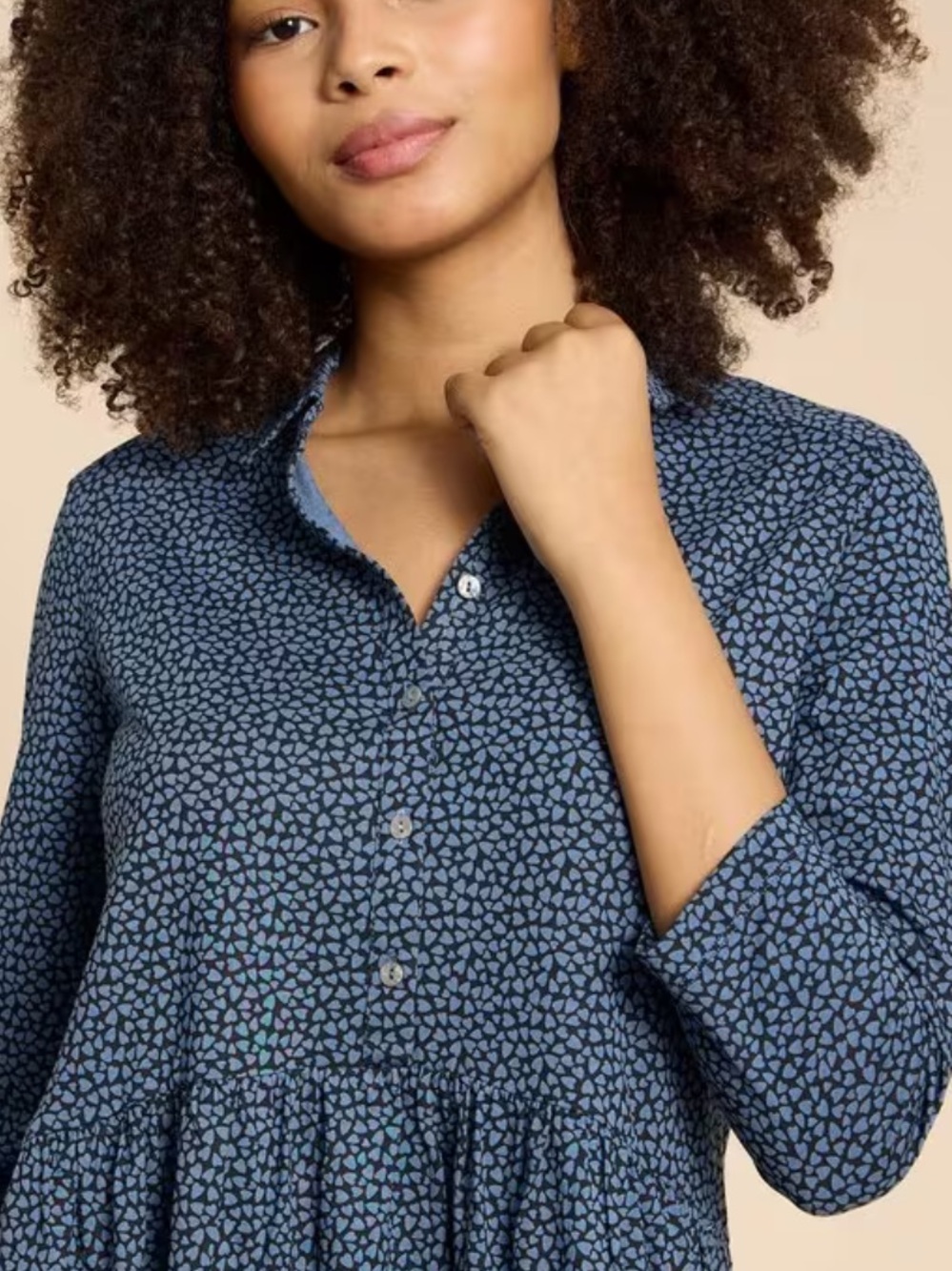 White Stuff Everly Heart Print Shirt Dress - Picture 7 of 7